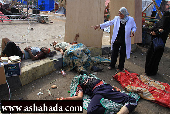 بالفيديو ... جثث الشهداء في مسجد الإيمان